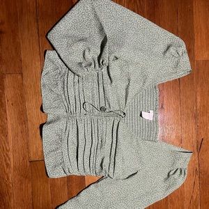 green and white puffy sleeves scrunched corset top  cottagecore fairy